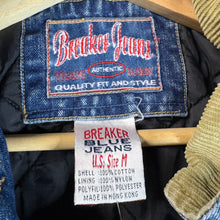 Load image into Gallery viewer, Vintage 80s Breaker Blue Jeans Denim Flannel Jacket Size Medium