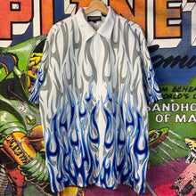 Load image into Gallery viewer, Y2K Tribal Blue Flame Rayon Size XL