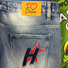 Load image into Gallery viewer, HMDD “H-Star” Crystal Denim Shorts Size 34/Large