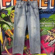 Load image into Gallery viewer, Prestige Collection Crystal Cascade Denim Size 32