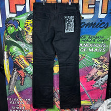 Load image into Gallery viewer, Purple P026 Black Paisley Bootcut Jeans Size 34” (fits 38”)