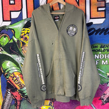 Load image into Gallery viewer, Y2K Harley Davidson Motorcycle Meredith, NH Olive Green Zip-Up Hoodie Size 2XL
