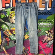 Load image into Gallery viewer, Ksubi Distressed Straight Leg Blue Jeans Size 34”

