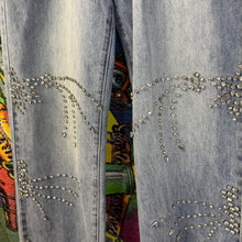 Load image into Gallery viewer, Prestige Collection Crystal Cascade Denim Size 32

