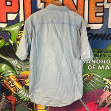 Load image into Gallery viewer, Vintage ‘03 Rolling Stones Denim Button Up Shirt Size Large
