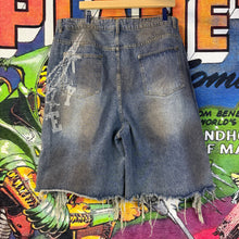 Load image into Gallery viewer, Vale Forever Distressed Cross Chain Jorts Size 36”
