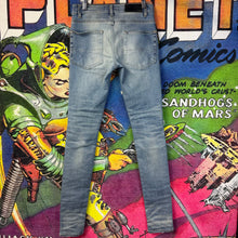 Load image into Gallery viewer, Amiri MX-1 Indigo Blue Distressed Skinny Jeans Size 28
