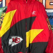 Load image into Gallery viewer, Vintage 90s NFL Pro Line X Logo Athletic Kansas City Chiefs SharkTooth Windbreaker Jacket Size L
