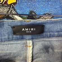 Load image into Gallery viewer, Amiri Light Blue Leopard Print Thrasher Jeans Size 30
