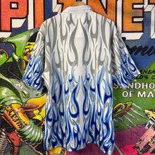Load image into Gallery viewer, Y2K Tribal Blue Flame Rayon Size XL
