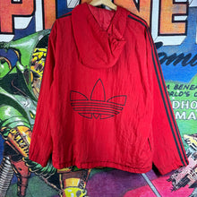 Load image into Gallery viewer, Vintage Red Adidas 1/4 zip PullOver WindBreaker Jackst Size L
