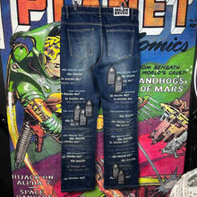 Load image into Gallery viewer, Who Decides War Scripture Jeans Size 34”
