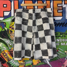 Load image into Gallery viewer, Vale Checkered Rhinestone Jorts Size 36”
