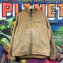 Load image into Gallery viewer, Carhartt Paint Splattered Hooded Jacket Size XL
